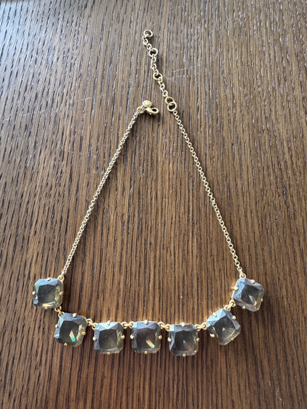 J. Crew Gold-Tone Necklace with Smoky Gray Crystals